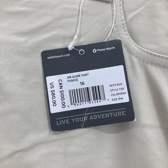 Eddie Bauer First Ascent Pants Womens 16 Pumice WR Guide Stretch Hiking Beige - Picture 3 of 16